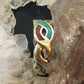 Carolyn Pollack Southwestern Style Sterling Silver Turquoise & Coral Chip Inlay Band Ring