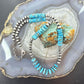 Sterling Silver Southwestern Style Blue Turquoise Beads & Starling Beads 19" Necklace For Women