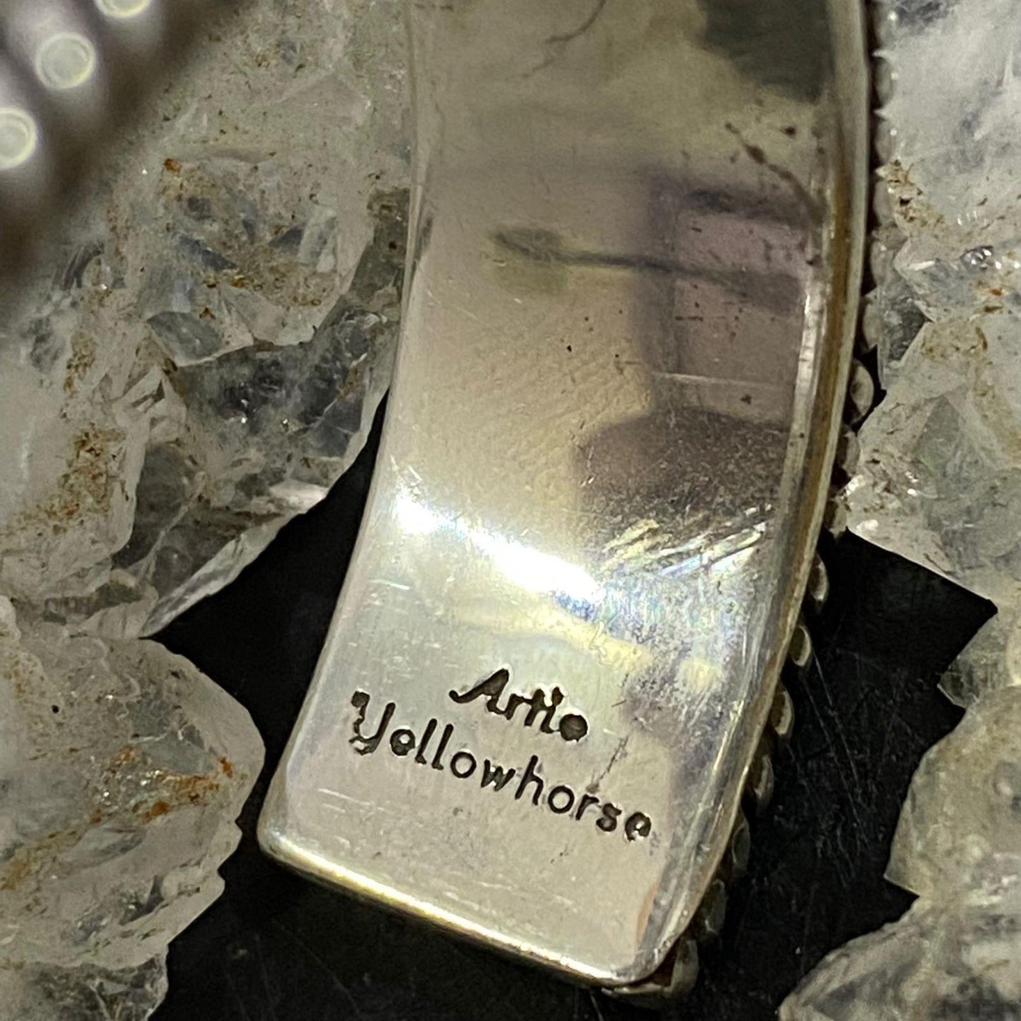 Artie Yellowhorse Native American Sterling Silver Engraved Bracelet For Women