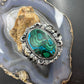 Sterling Silver Southwestern Style Large Oval Malachite Azurite Bracelet For Women
