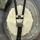 Sterling Silver Southwestern Style Large Round Onyx Decorated Bolo Tie For Men