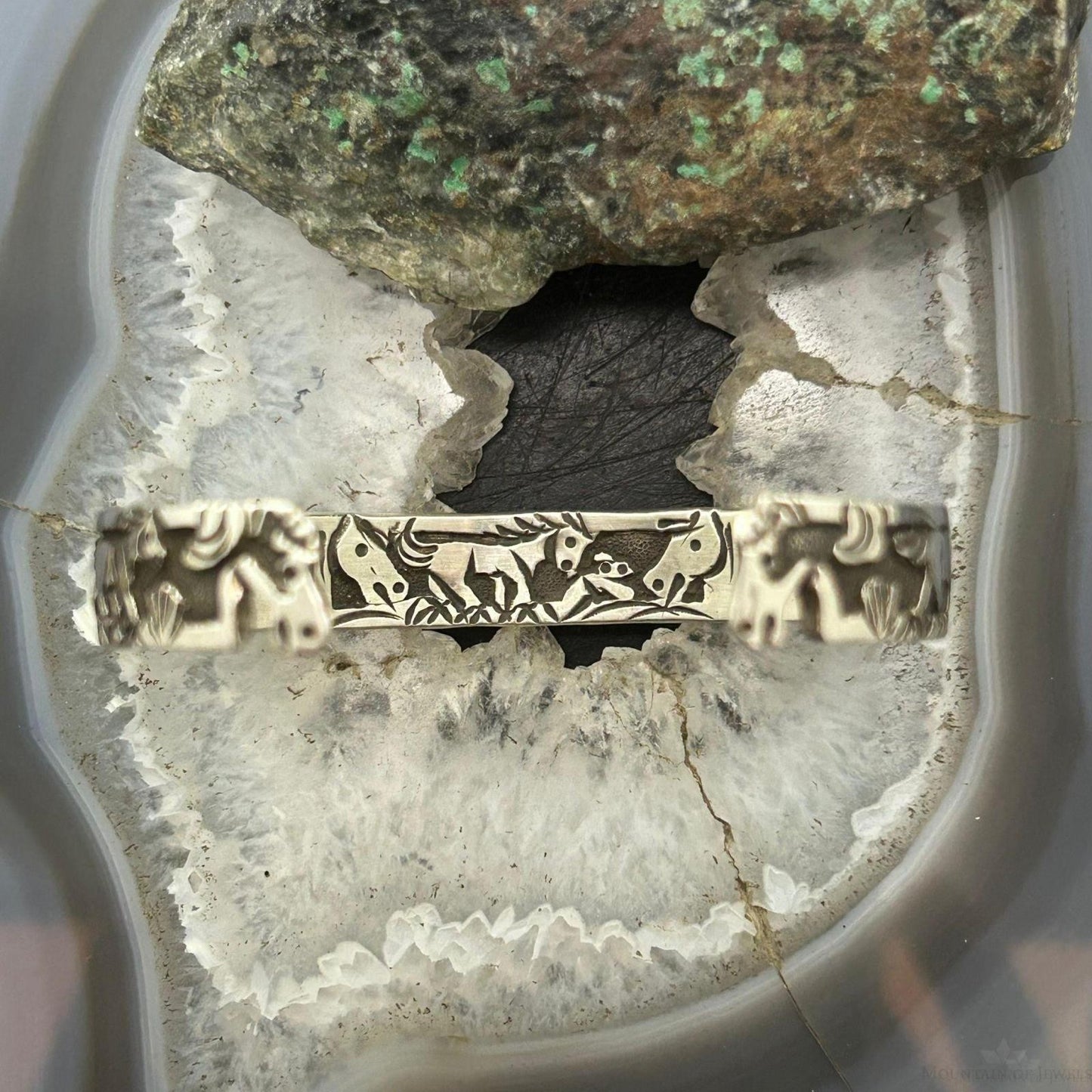 Lloyd Becenti Native American Sterling Silver Horses in The Wild Storyteller Bracelet