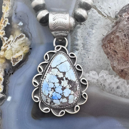 Sterling Silver Southwestern Style Teardrop High Grade Golden Hill Turquoise Pendant For Women #1