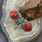 Carolyn Pollack Southwestern Style Sterling Silver 2 Pear Red Jasper Decorated Ring For Women