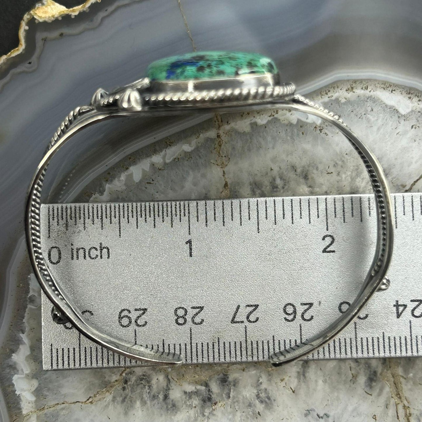Sterling Silver Southwestern Style Large Square Variscite Bracelet For Women