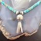 Sterling Silver Turquoise & Navajo Pearl Beads With Squash Blossom Necklace For Women