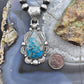 Sterling Silver Southwestern Style Teardrop Iranian Turquoise Decorated Pendant For Women