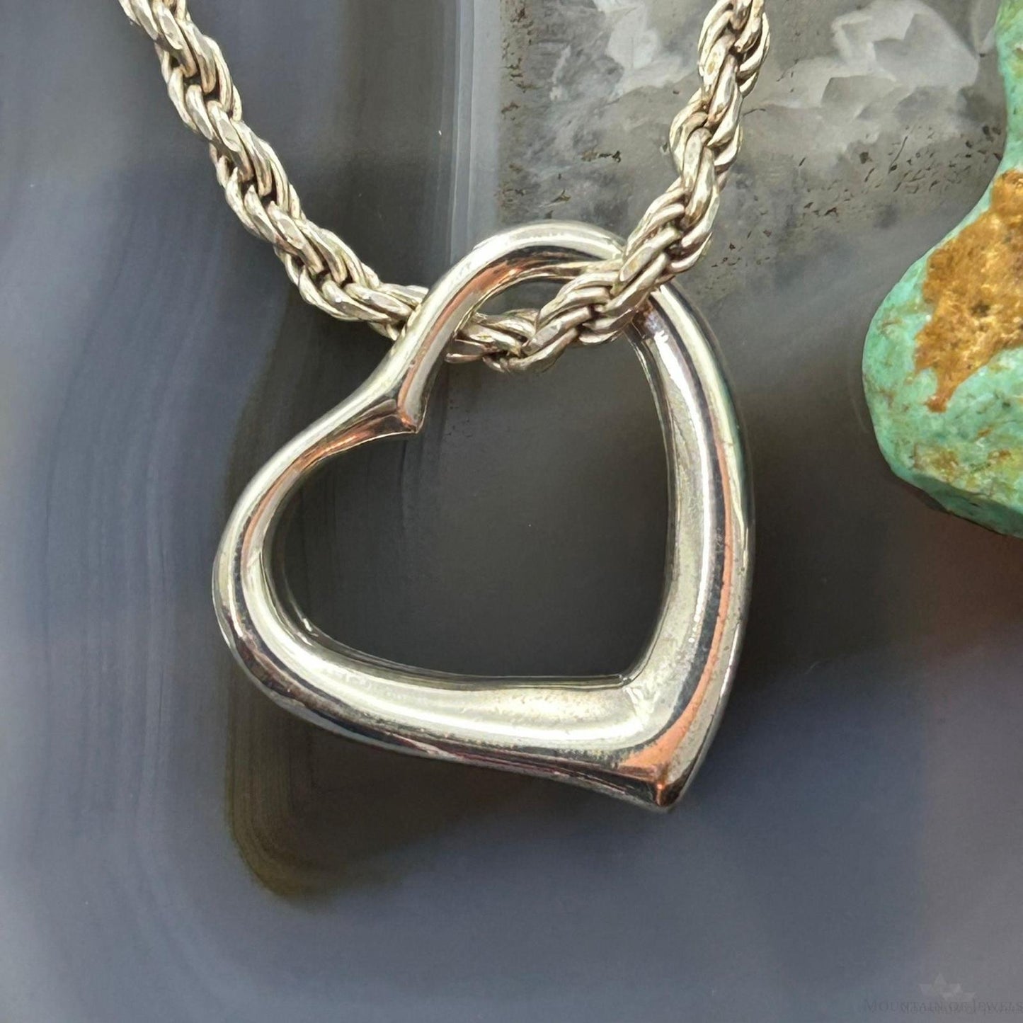 Sterling Silver Puff Abstract Fashion Heart Pendant For Women