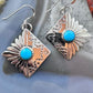 Michael Nez Sterling Silver Round Blue Turquoise Pueblo Life Dangle Earrings For Women