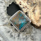 Sterling Silver Southwestern Style Chrysocolla Decorated Bar Ring Size 7.5 For Women