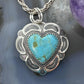 QT Quoc Sterling Silver Southwestern Style Turquoise Heart Pendant For Women