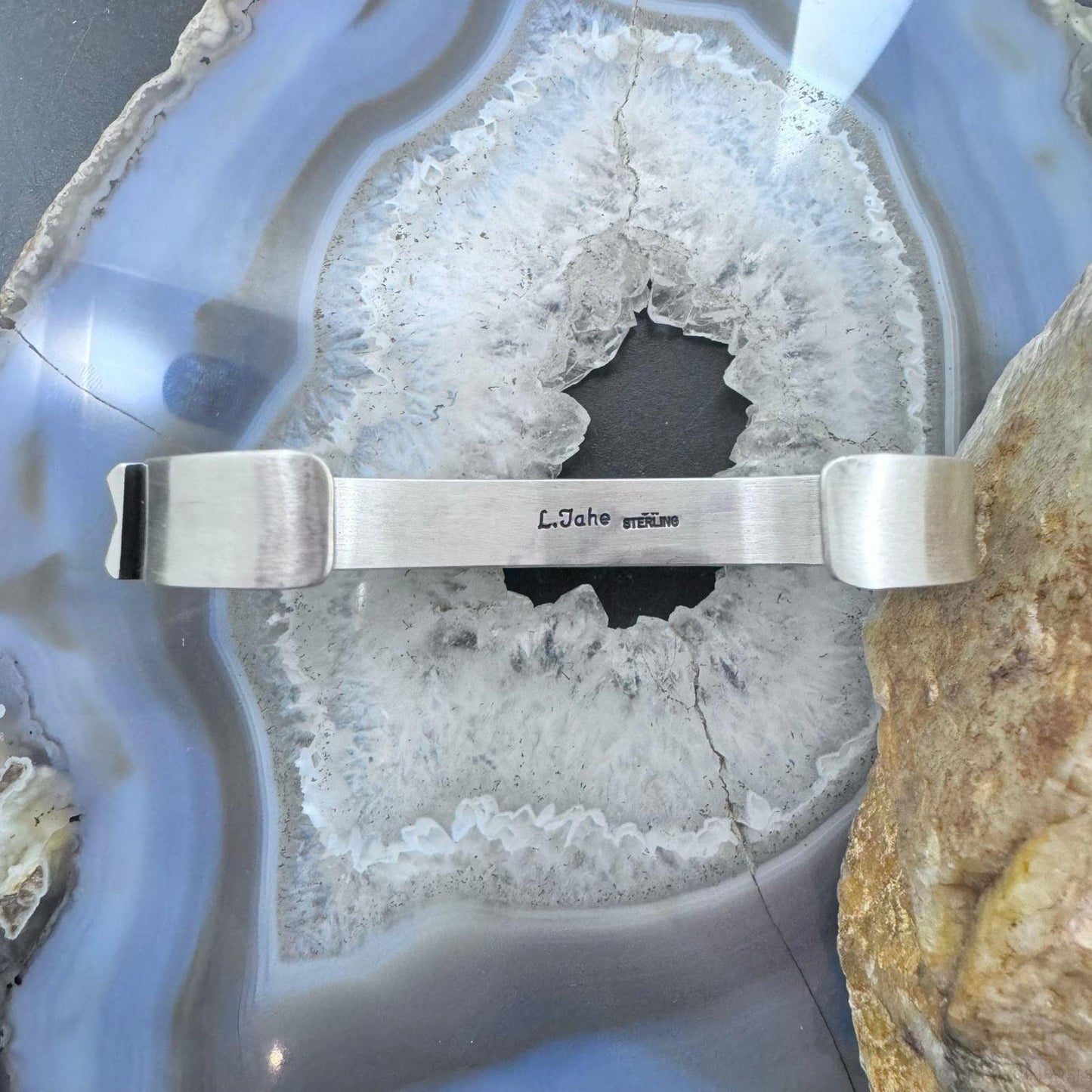 Leander Tahe Native American Sterling Silver 3D Geometric Unisex Cuff Bracelet