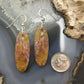 Sterling Silver Oval Plum Moss Agate Slab Dangle Earrings For Women #517