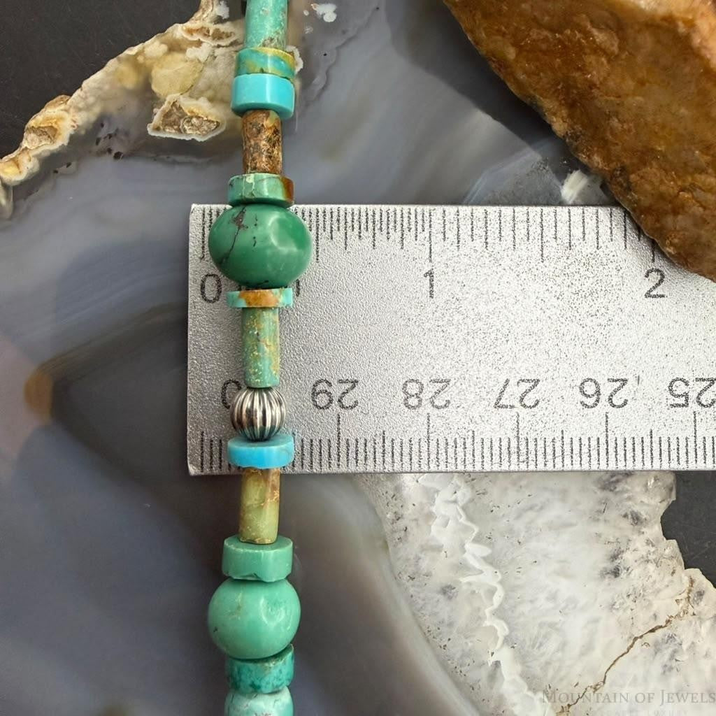 Carolyn Pollack Sterling Silver Turquoise Beads and Disk 16"-19" Necklace For Women