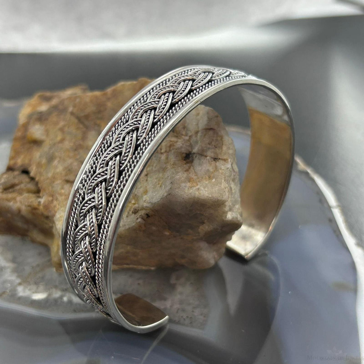 Sterling Silver Flexible & Adjutable Decorated Braided Fashion Bracelet For Women #1