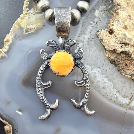 Eva & Linberg Billah Sterling Silver Orange Spiny Oyster Decorated  Unisex Naja Pendant