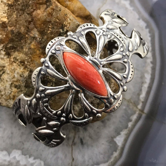 Carolyn Pollack Sterling Silver Marquise Orange Spiny Oyster Bracelet For Women