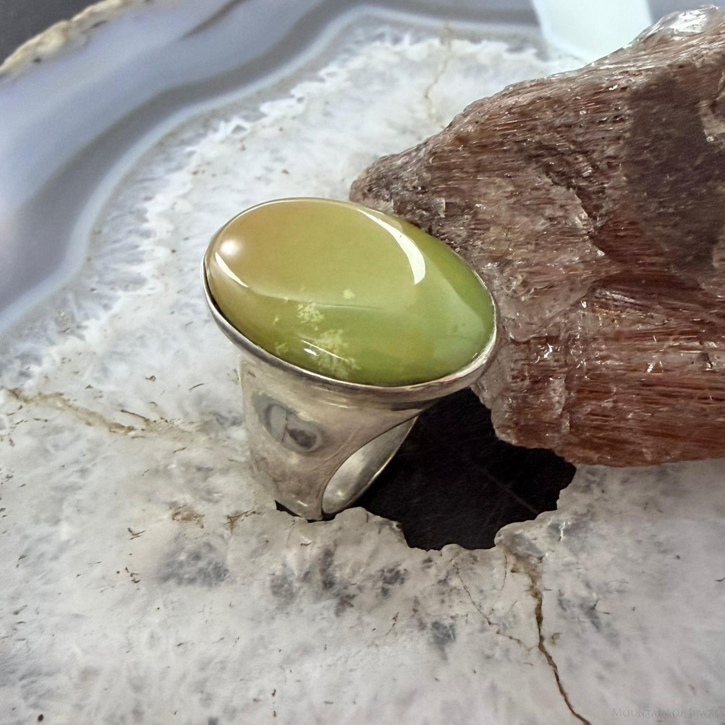 Carolyn Pollack Sterling Silver Large Oval Green Turquoise Shield Ring Size 6.25 For Women