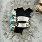 Sterling Southwestern Style Mohave Turquoise Cluster Ring Size 7.5 For Women