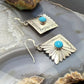 Michael Nez Sterling Silver Turquoise Pueblo Life Dangle Earrings For Women