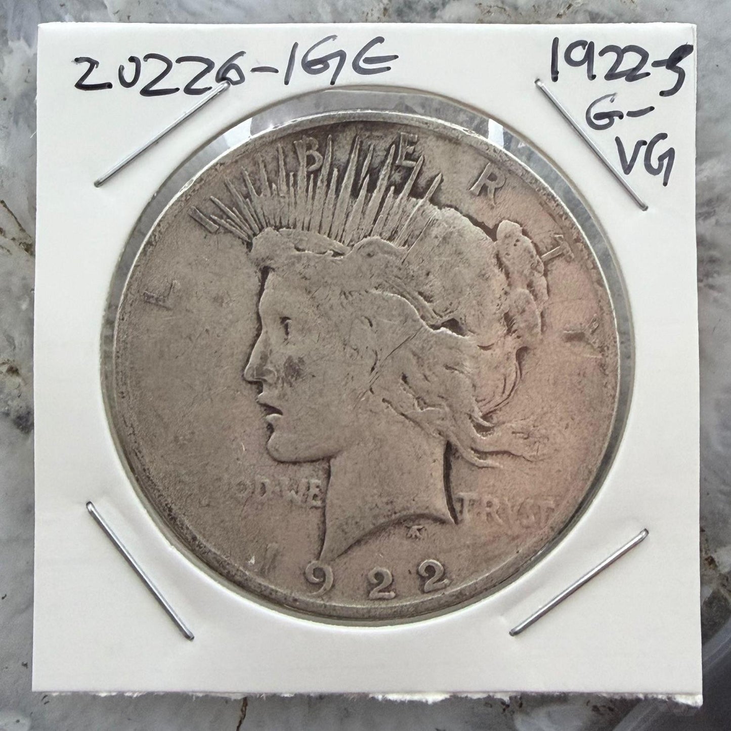 1922-S US 90% Peace Silver Dollar G-VG #20226-1GE