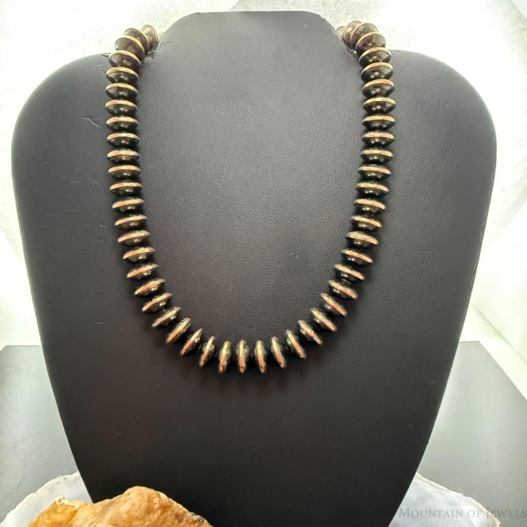 Copper Navajo Pearl Beads Saucer 12 mm Necklace Length 16"-18" For Women