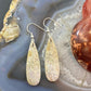 Sterling Silver Teardrop Fossilized Coral Slab Dangle Earrings For Women #115