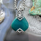 Carolyn Pollack Sterling Silver Wide Pear Jadeite Decorated Enhancer Pendant For Women