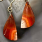 Sterling Silver Half Moon Carnelian Slab Dangle Earrings For Women #331