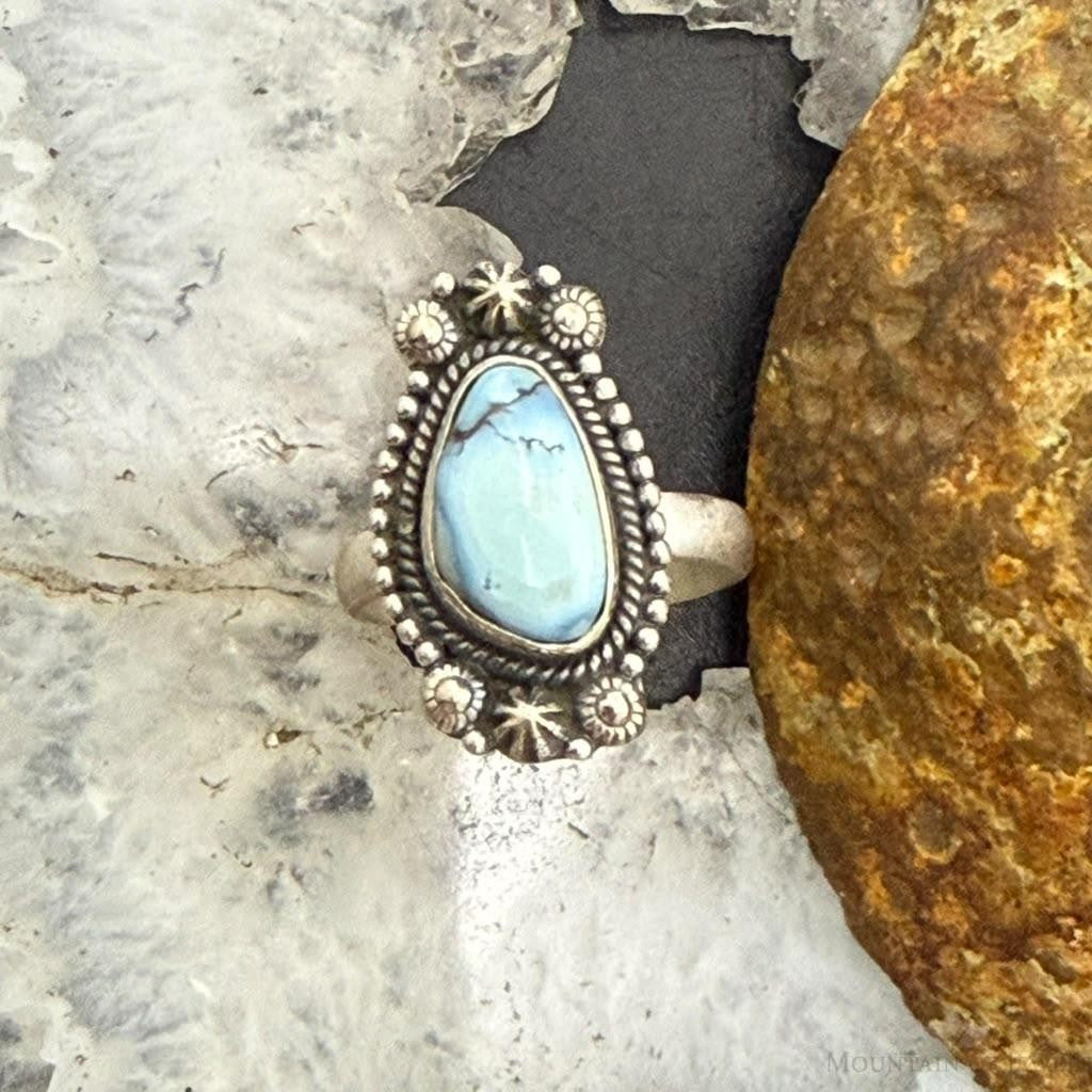 Sterling Silver Southwestern Style Golden Hill Turquoise Adjustable Ring For Women #2