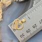 14K Yellow Gold Double Sided Heart Shape "XOXO" and Hearts Dainty Pendant