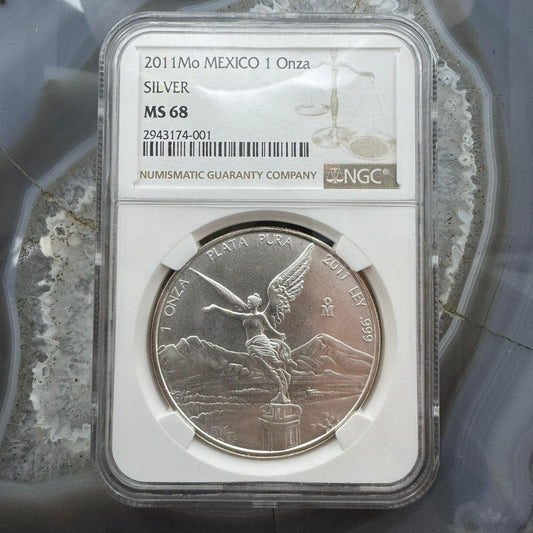 2011 Mexico One Ounce Libertad .999 Fine Silver NGC MS68 #2943174-001