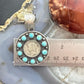 Genuine 1943 90% Silver Mercury Dime Coin w/Turquoise Decorated Unisex Pendant