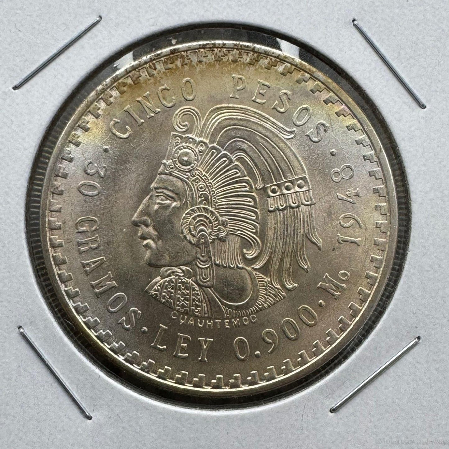 1948 Mexico 5 Pesos 30 gr 90% Silver Coin AU #52524-6GE