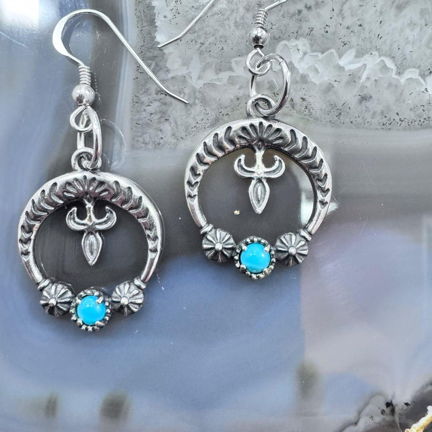 Carolyn Pollack Sterling Silver Turquoise Naja Dangle Earrings For Women