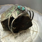 Vintage Native American Silver Leaf & Turquoise Split Shank Bracelet For Women
