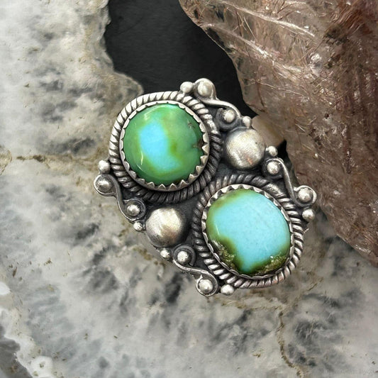 Sterling Silver Southwestern Style 2 Sonora Gold Turquoise Adjustable Ring For Women #5