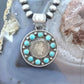 Genuine 1909 90% Silver Barber Head Dime Coin w/Mohave Turquoise Unisex Pendant