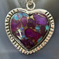 Sterling Silver Southwestern Style Purple Dahlia Heart Pendant For Women