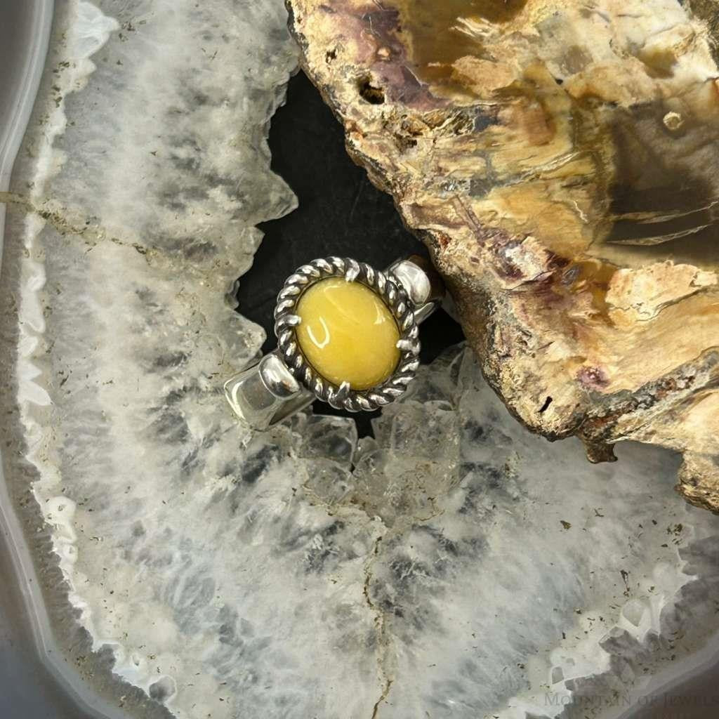 Carolyn Pollack Sterling Silver Oval Yellow Jasper Size 8 Reversible Ring For Women