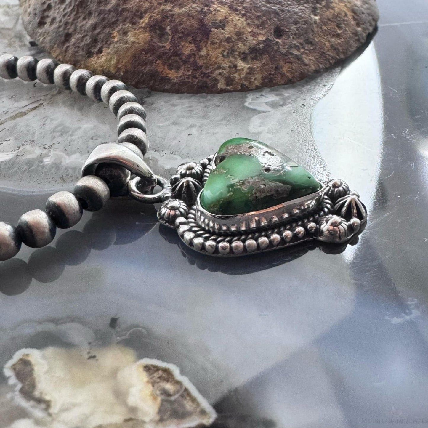 Southwestern Style Sterling Silver Sonora Gold Turquoise Heart Pendant For Women
