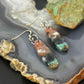 Sterling Silver Oval Chrysocolla Slab Dangle Earrings For Women #330