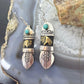 Tommy & Rosita Singer Sterling Silver & GF Bison w/Turquoise Dot Dangle Earrings For Women