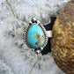 Sterling Silver Southwestern Style Teardrop Turquoise Adjustable Ring For Women