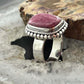 Sterling Silver Southwestern Style Rectangle Thulite Ring Size 7 For Women