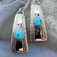 Michael Nez Sterling Silver Blue Turquoise Mountain Ridge Dangle Earrings For Women