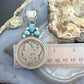 Genuine 1890 90% Morgan Silver Dollar Coin Turquoise Decorated Unisex Pendant #1