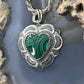 QT Quoc Sterling Silver Southwestern Style Malachite Heart Pendant For Women