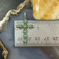 Vintage Signed Sterling Silver Petite Point Turquoise Unisex Cross Pendant