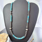 Sterling Silver Southwestern Style Blue Turquoise Beads & Starling Beads 18" Necklace For Women